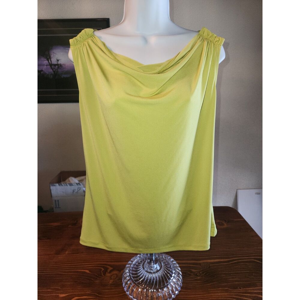 Jones New York Signature Lime Green Tank Top Size M Medium Knit Scoop Neck